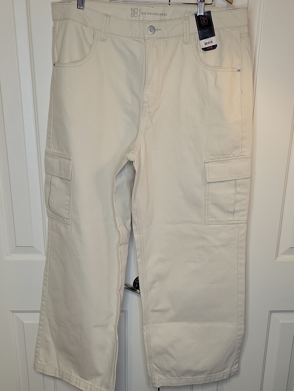 No Boundaries Cream Cargo Pants with Side Pockets